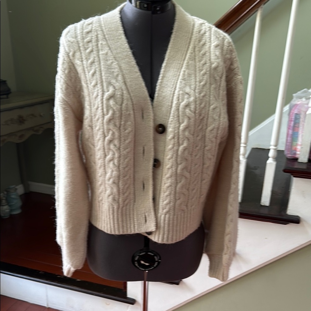 Women's Cream Cable Knit Cardigan